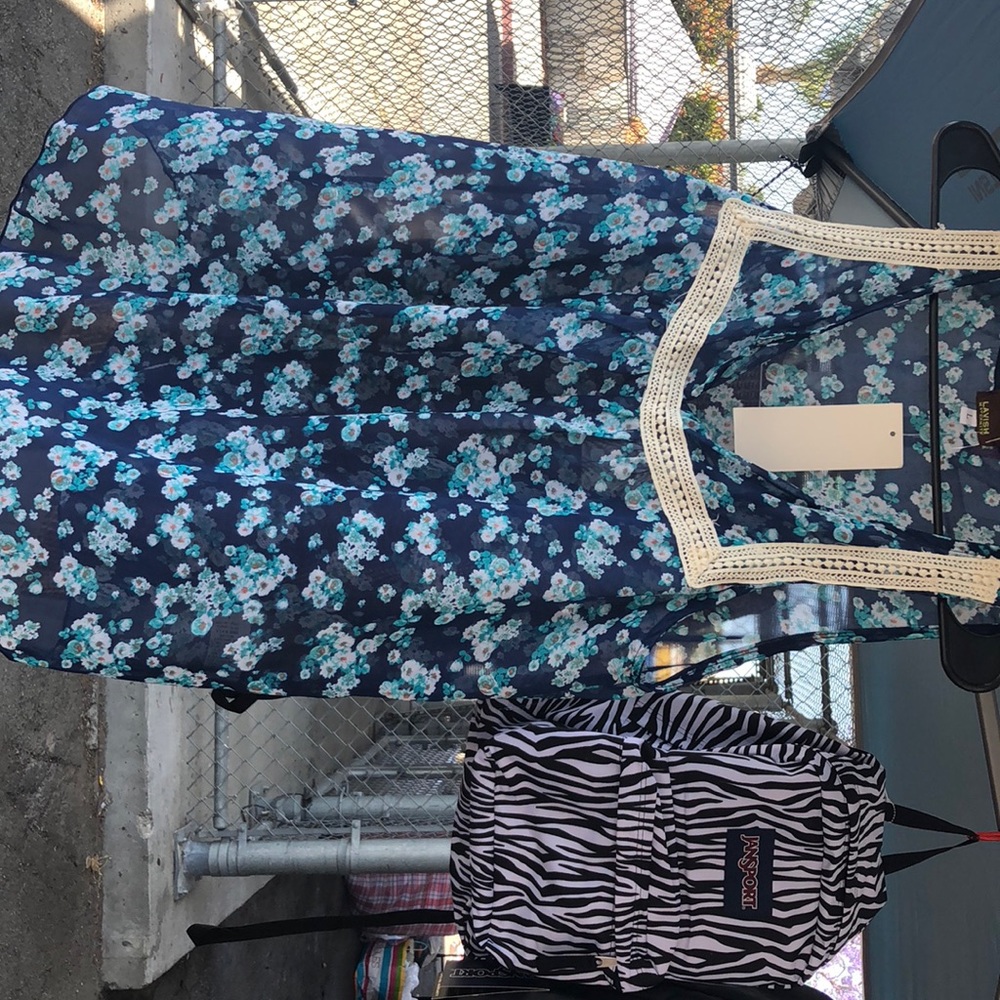 Blue floral tank top